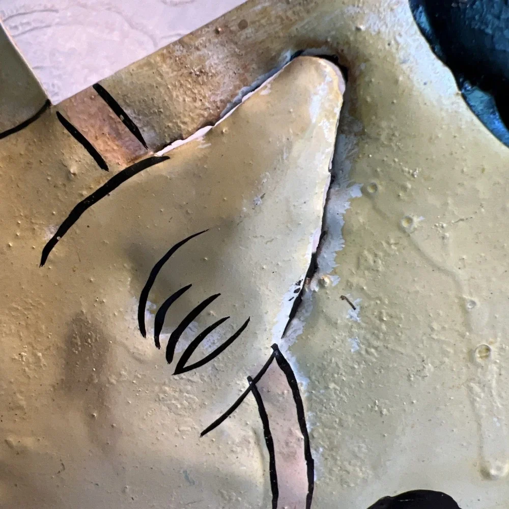 Handpainted Folk Art Pig With Bow Planter Signed